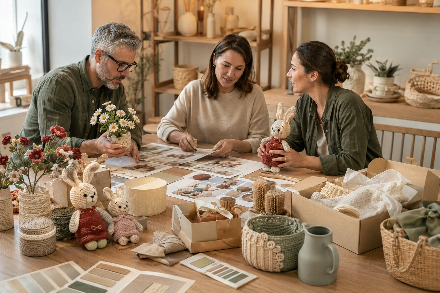 Distributor reviewing handmade lifestyle products