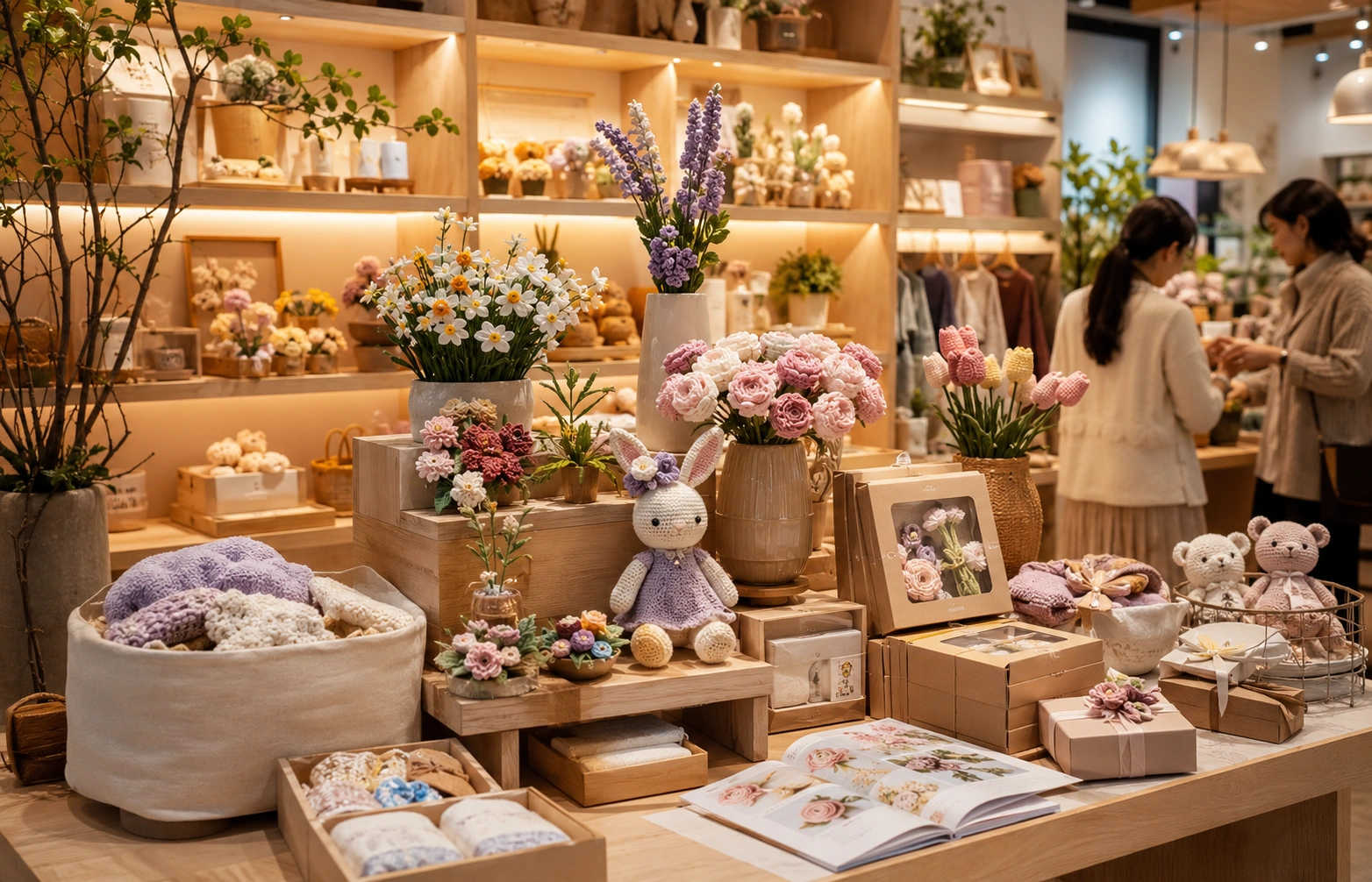 Handmade lifestyle products displayed in a warm boutique retail store