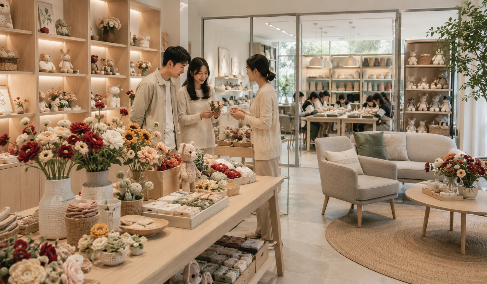 Yes.sister showroom and workshop space with handmade products displayed warmly