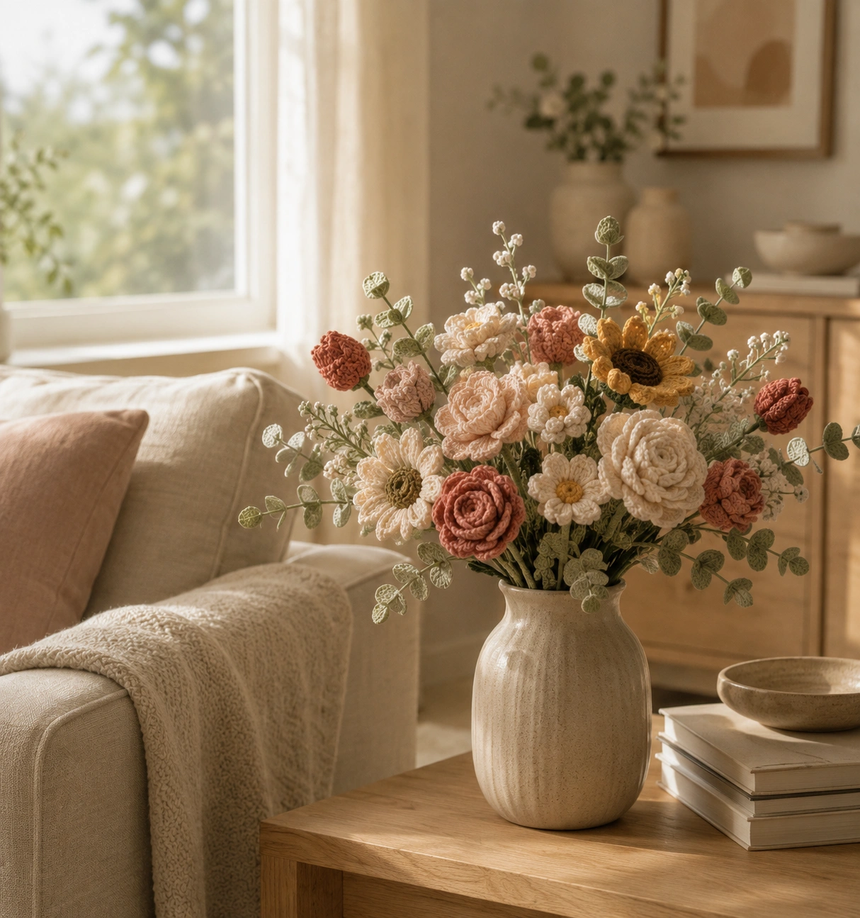 Crochet flowers as home décor