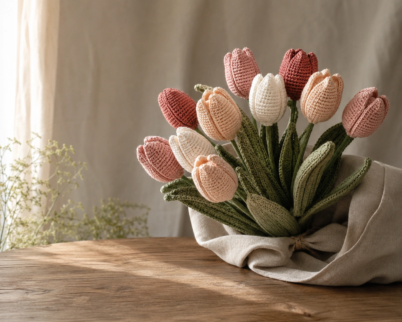 Elegant handmade crochet tulip bouquet