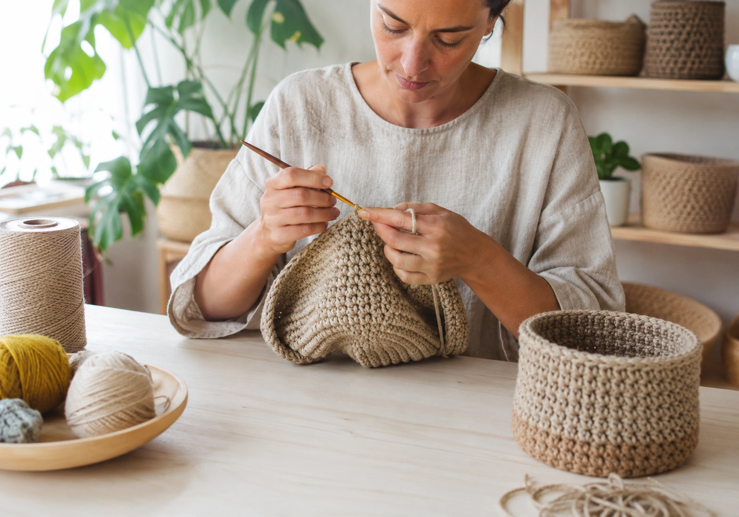Artisan crocheting handmade product
