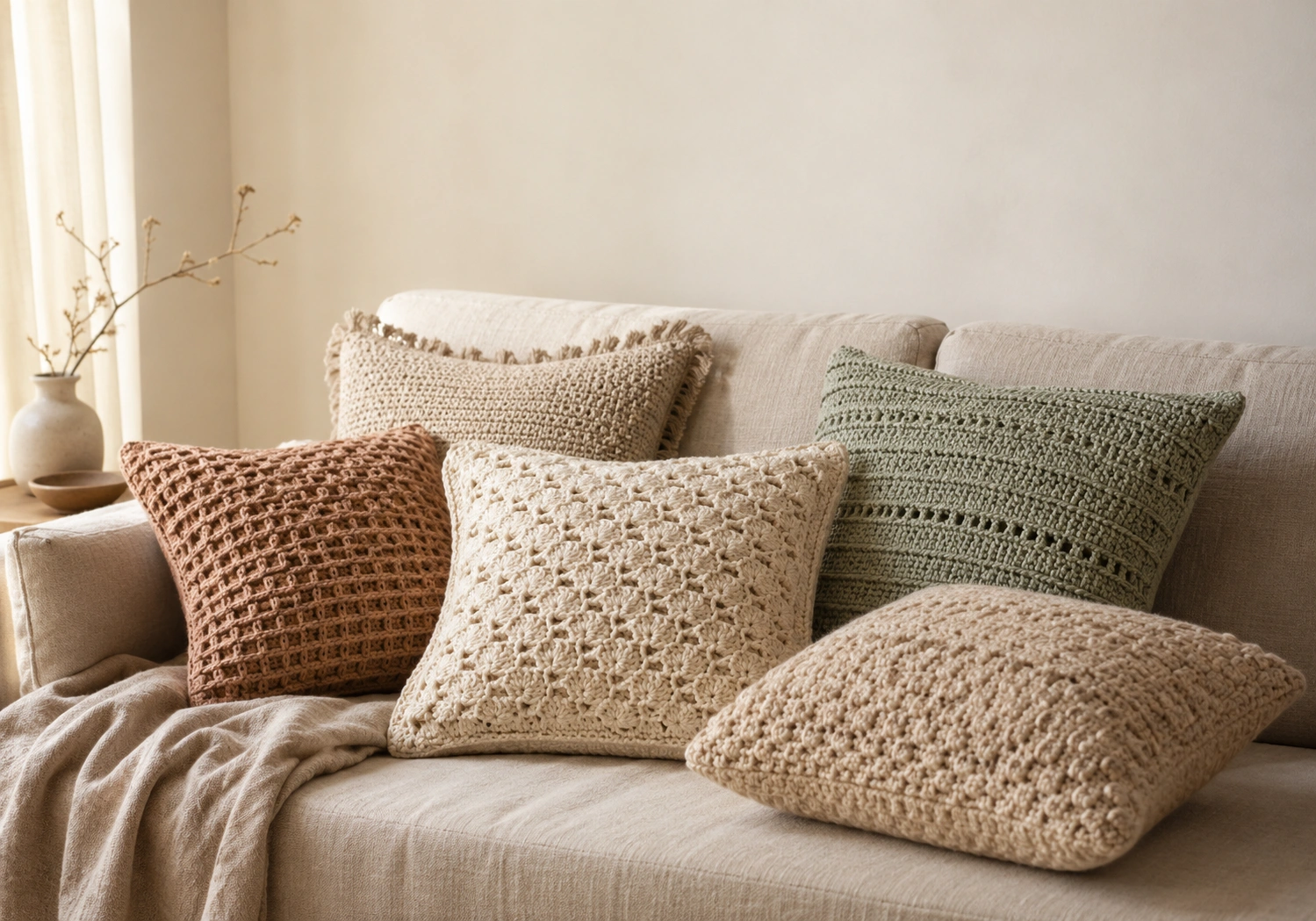 Crochet cushions handmade collection for home decor