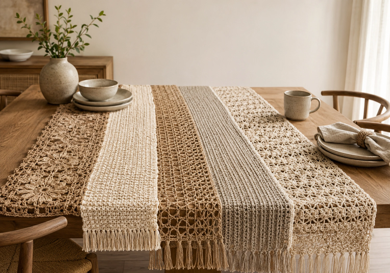 Handwoven table runner handmade home collection