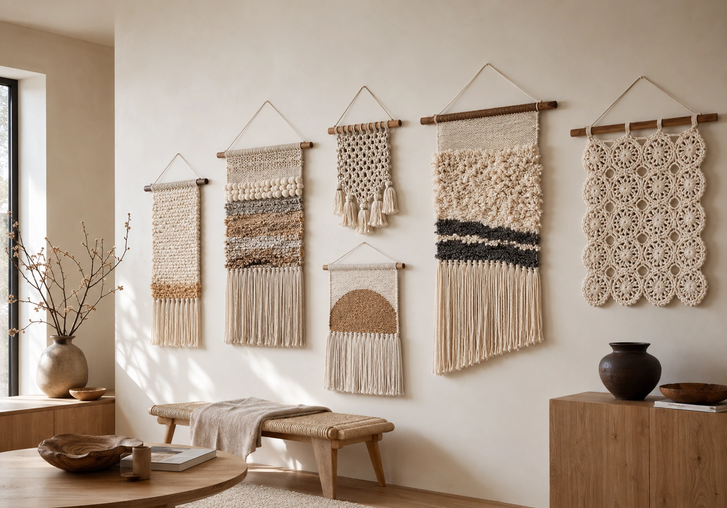 Handmade wall hanging textile art collection