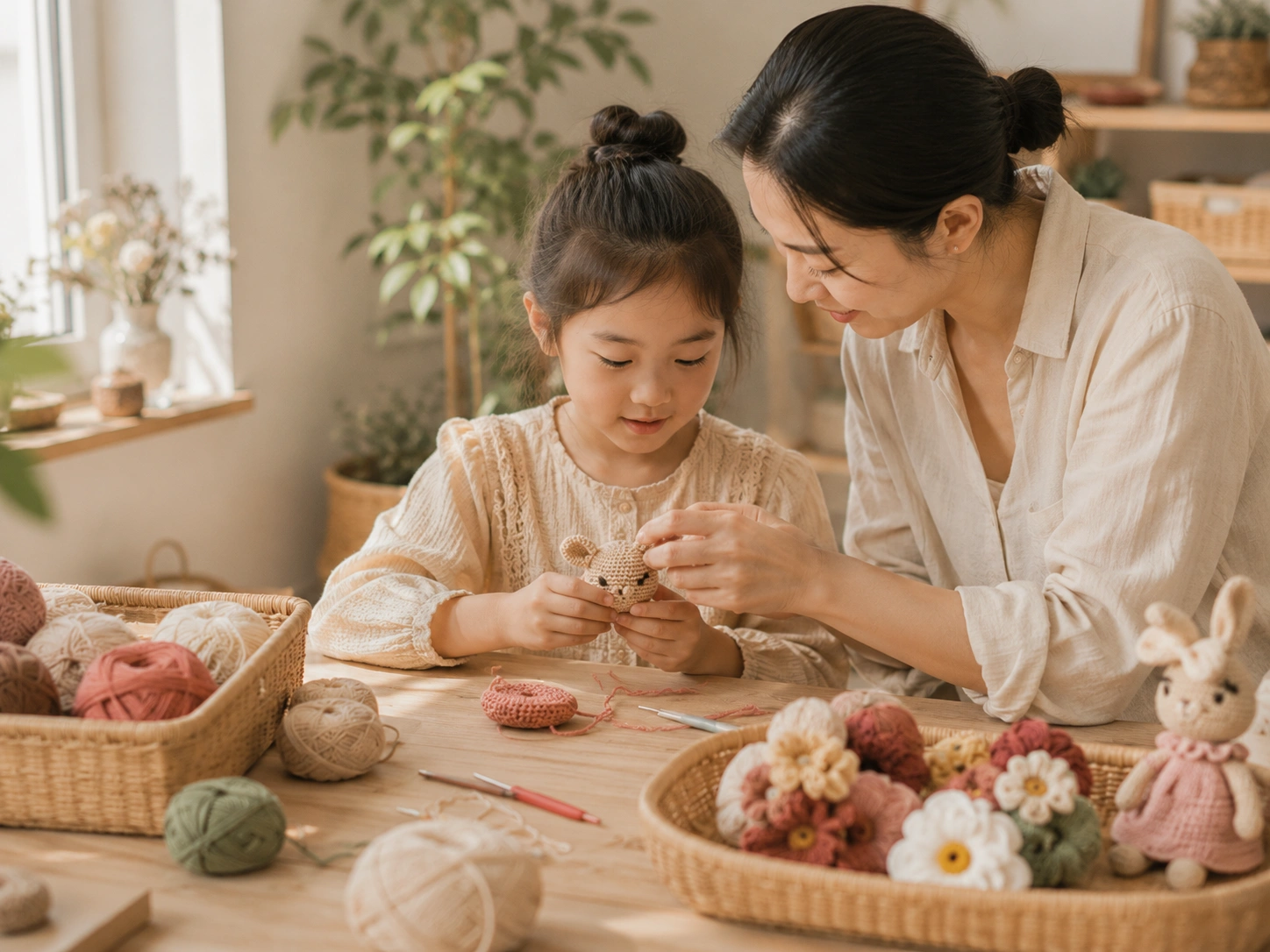 Family enjoying a creative handmade moment together