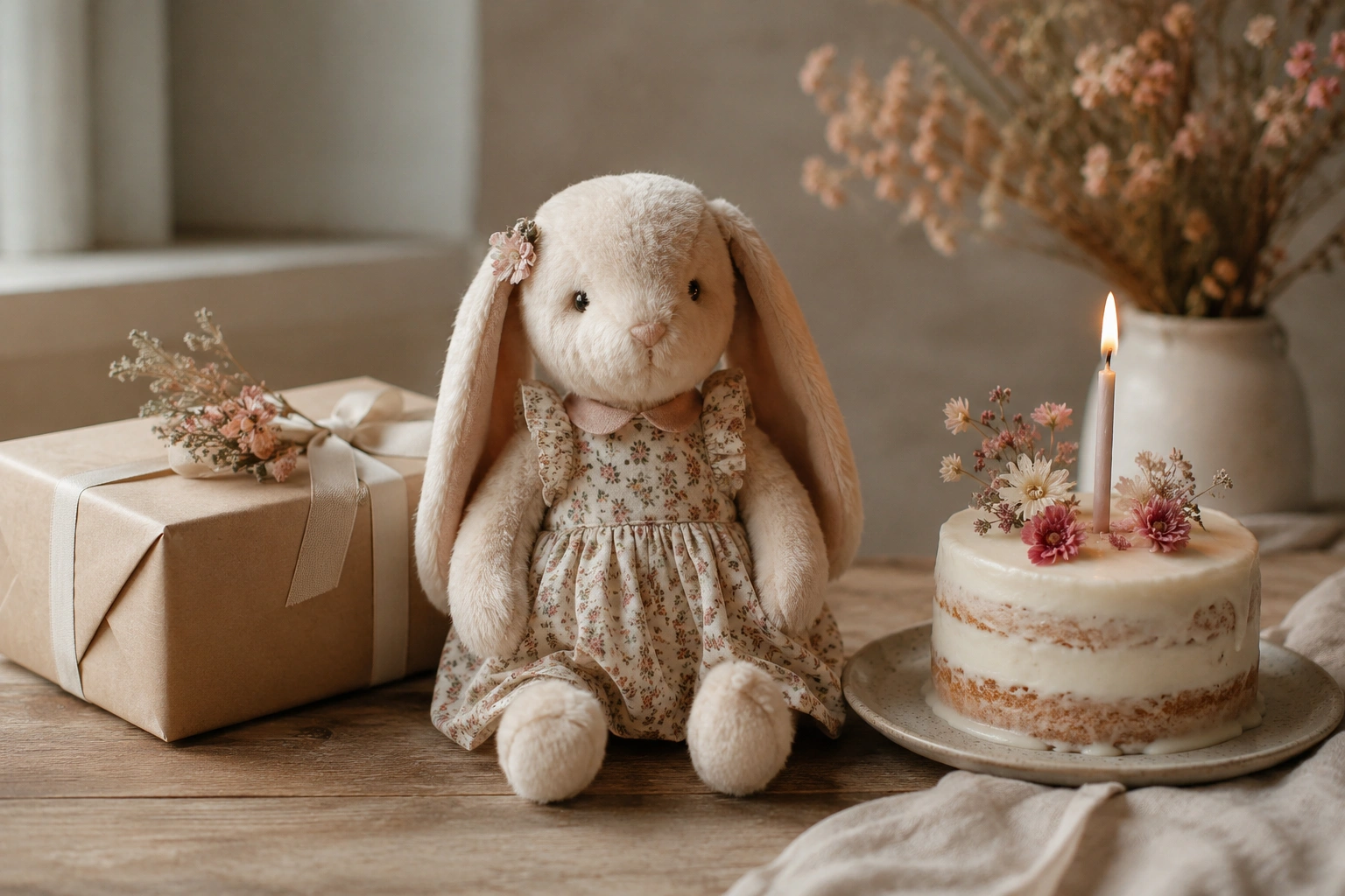 A handmade plush companion as a birthday gift