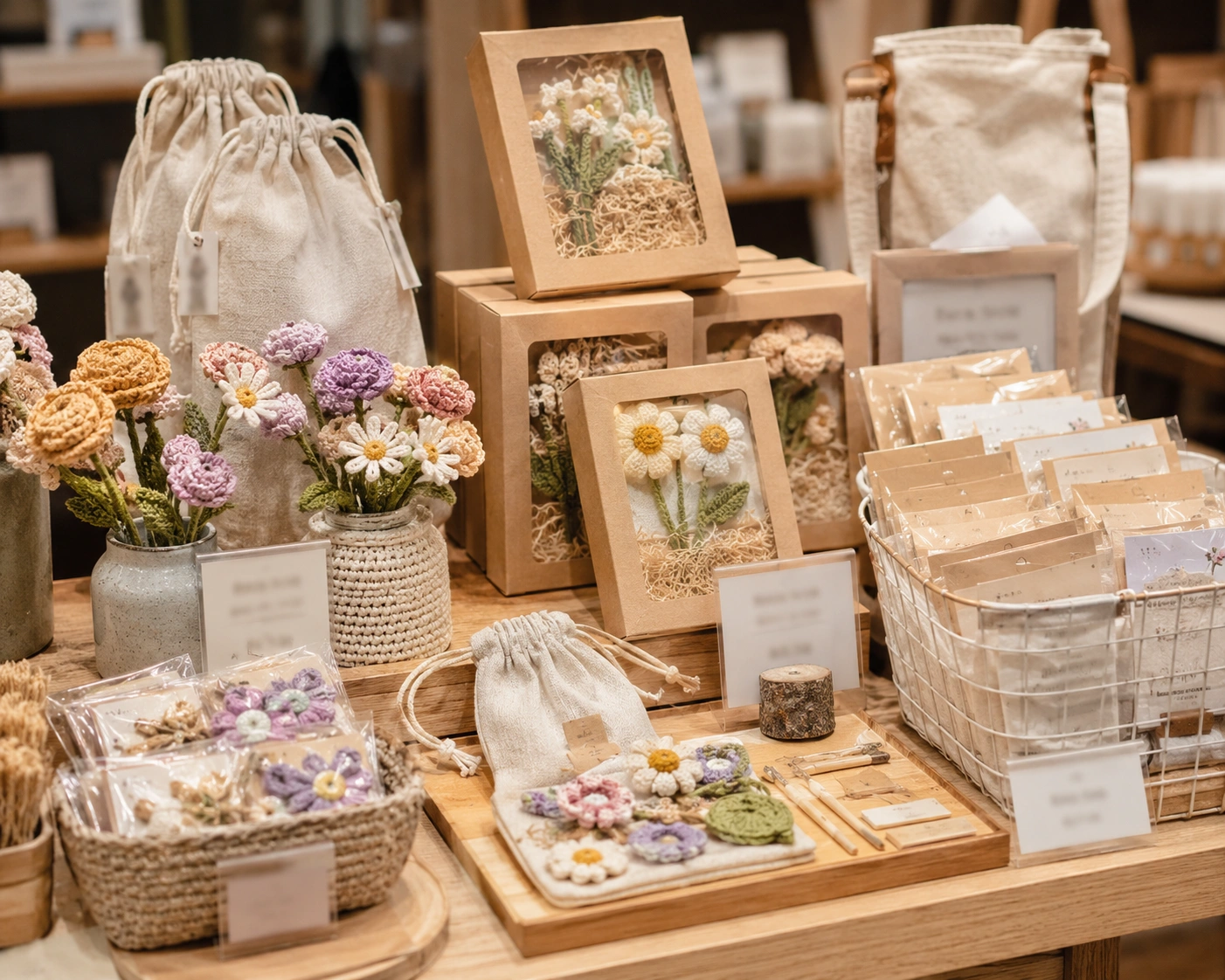 Point-of-sale display with seasonal handmade products