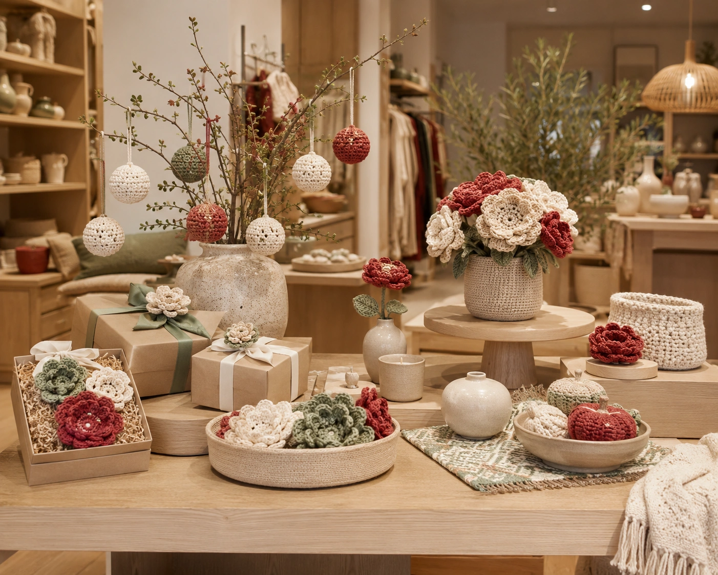 Seasonal retail styling with handmade products