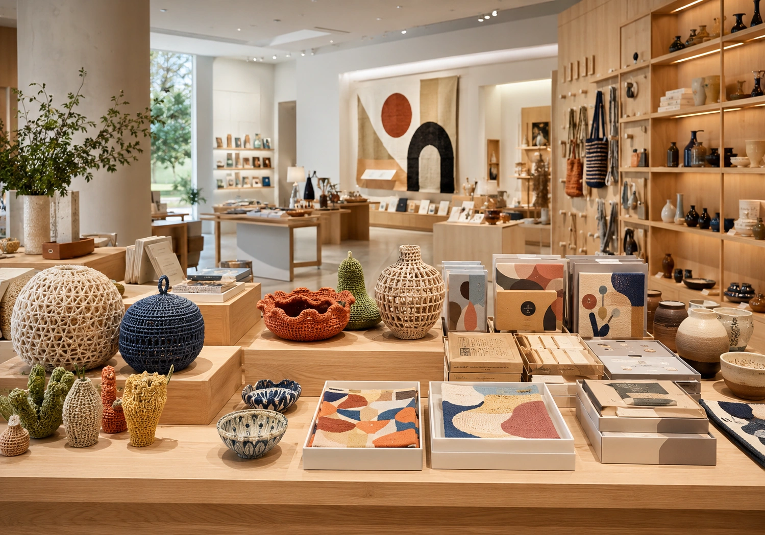 Museum store with handmade craft products