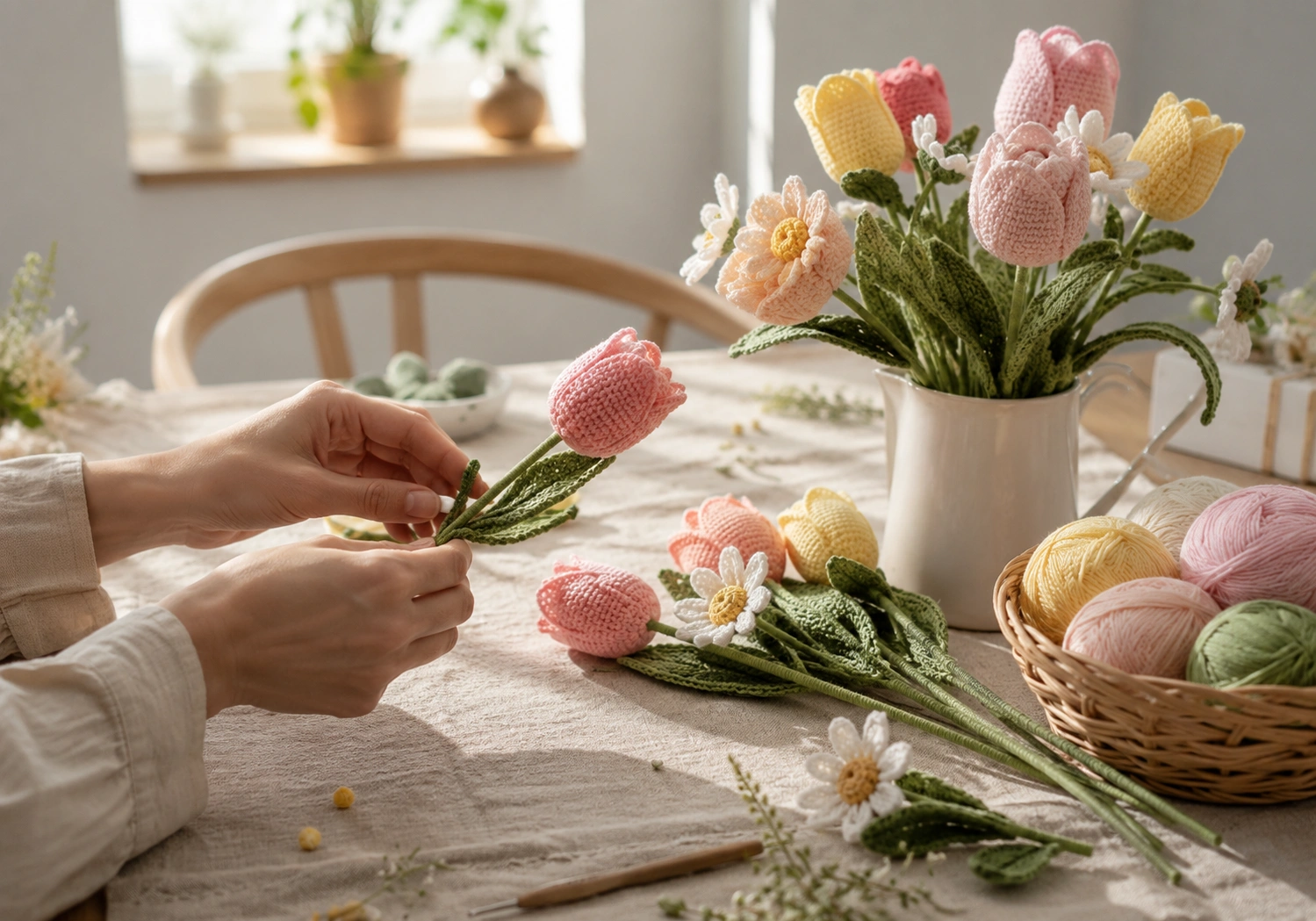 Handmade crochet flowers for spring