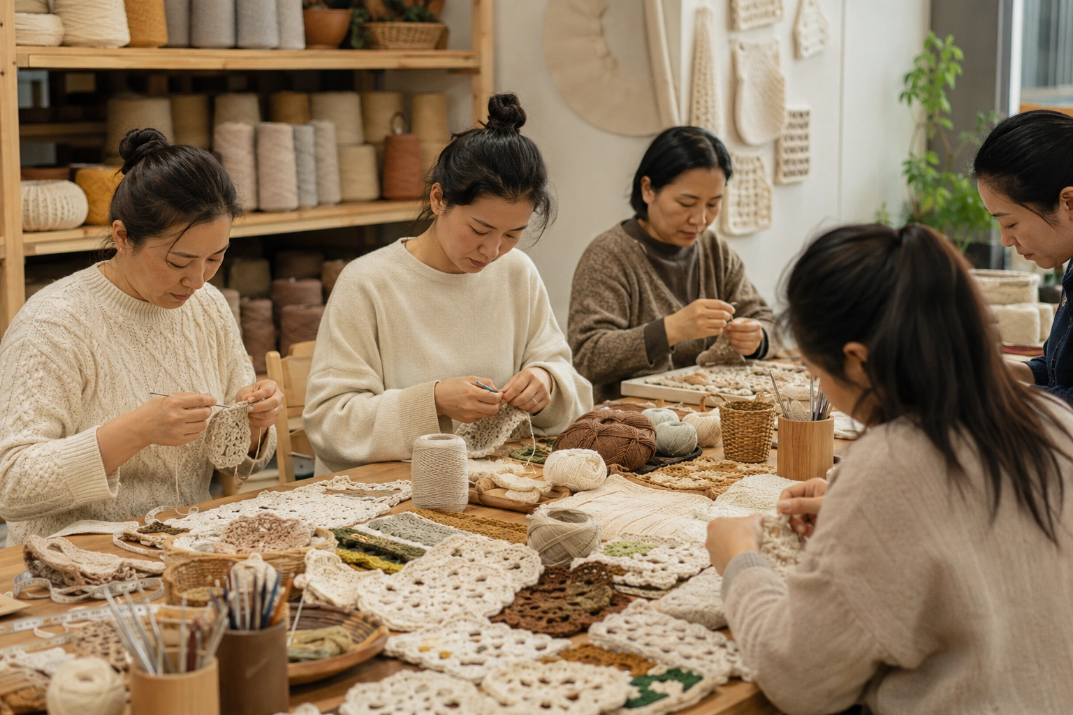 Craftspeople working together in a workshop