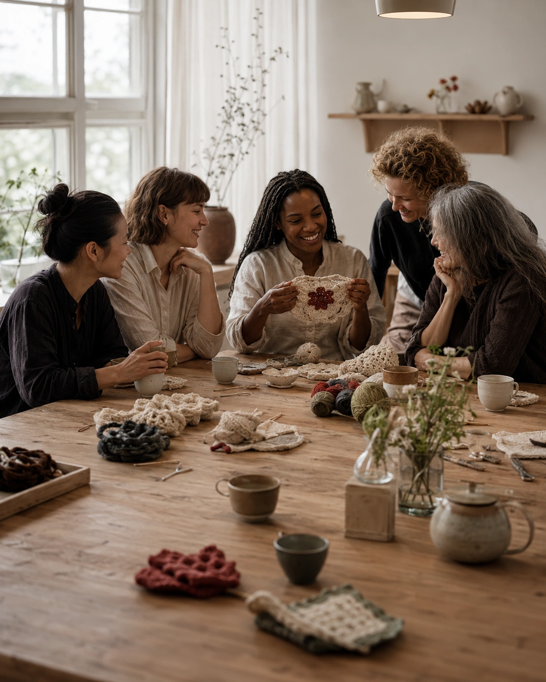 People sharing a creative workshop moment together