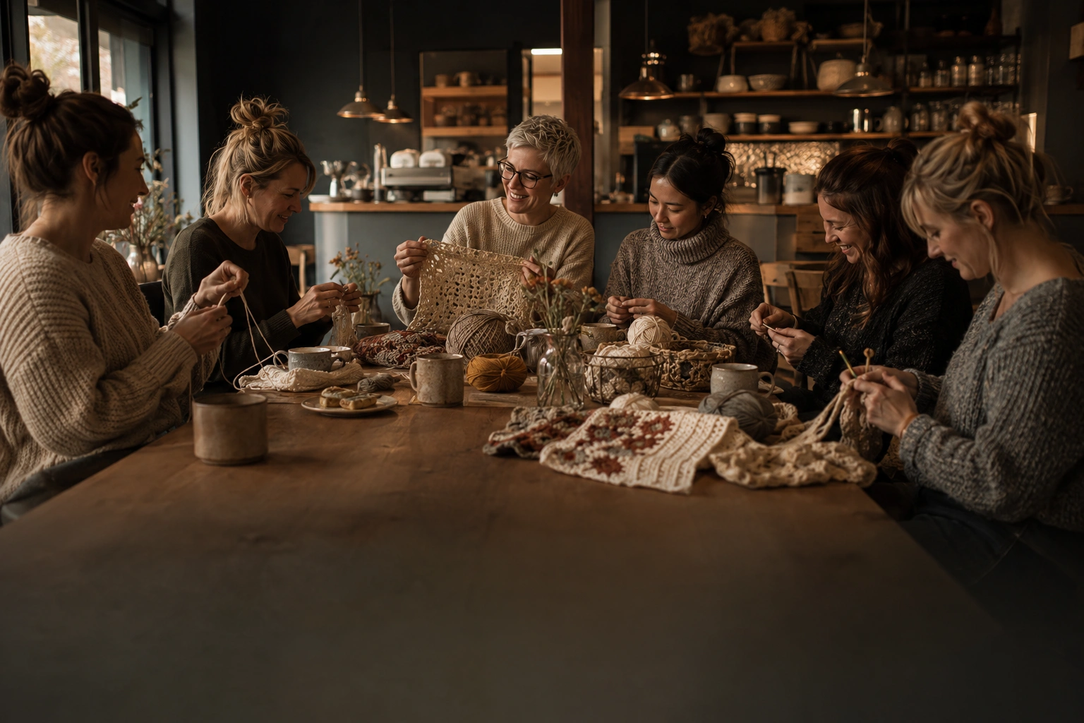 A warm handmade workshop hosted in a café setting