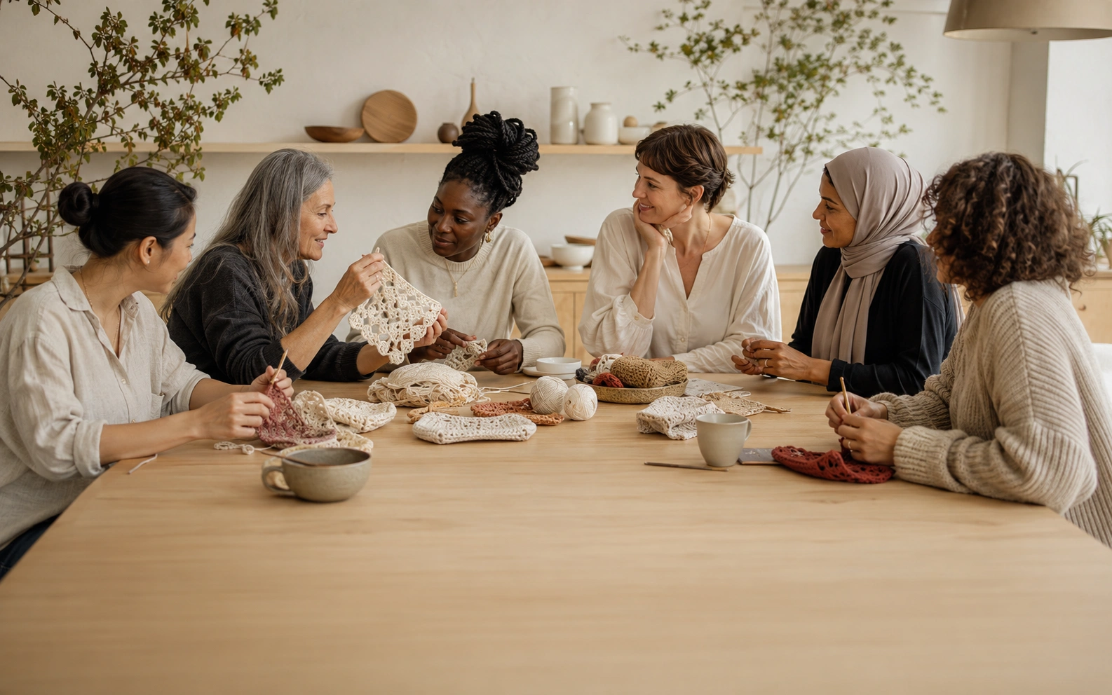 Community gathering around handmade creativity